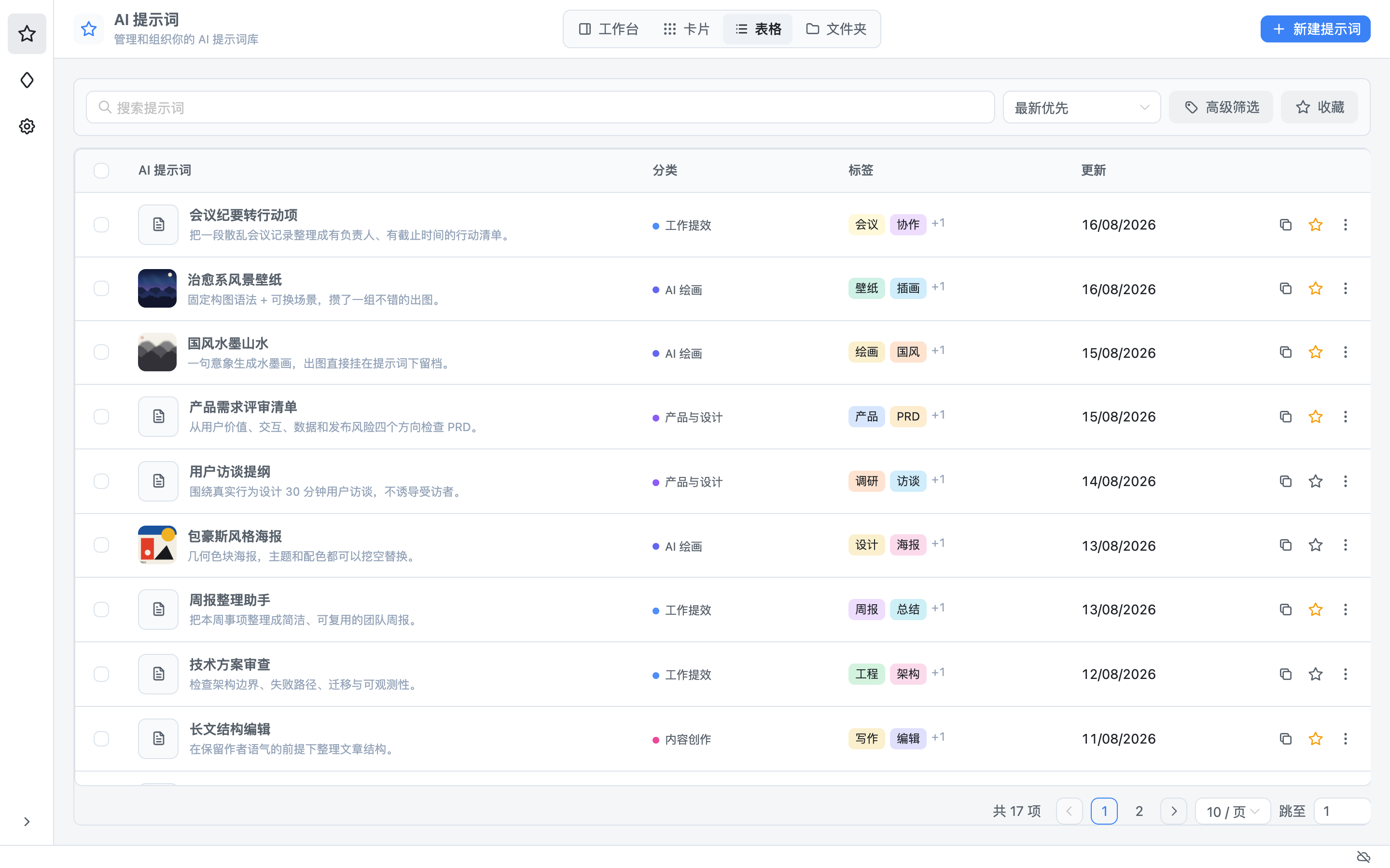 不同视图适合什么工作:桌面端表格视图 — 放大截图